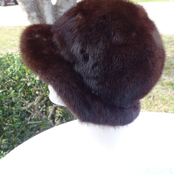 Dark Brown Brimmed Mink Hat Small main image 5